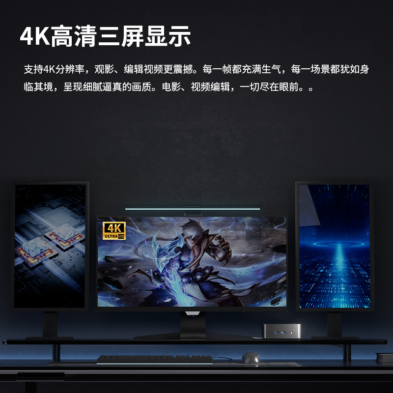 Zhiben Mini Host Amd Ryzen R5-3550H Portable Mini Pc for Office, Gaming, Home Theater, 4K3 Screen