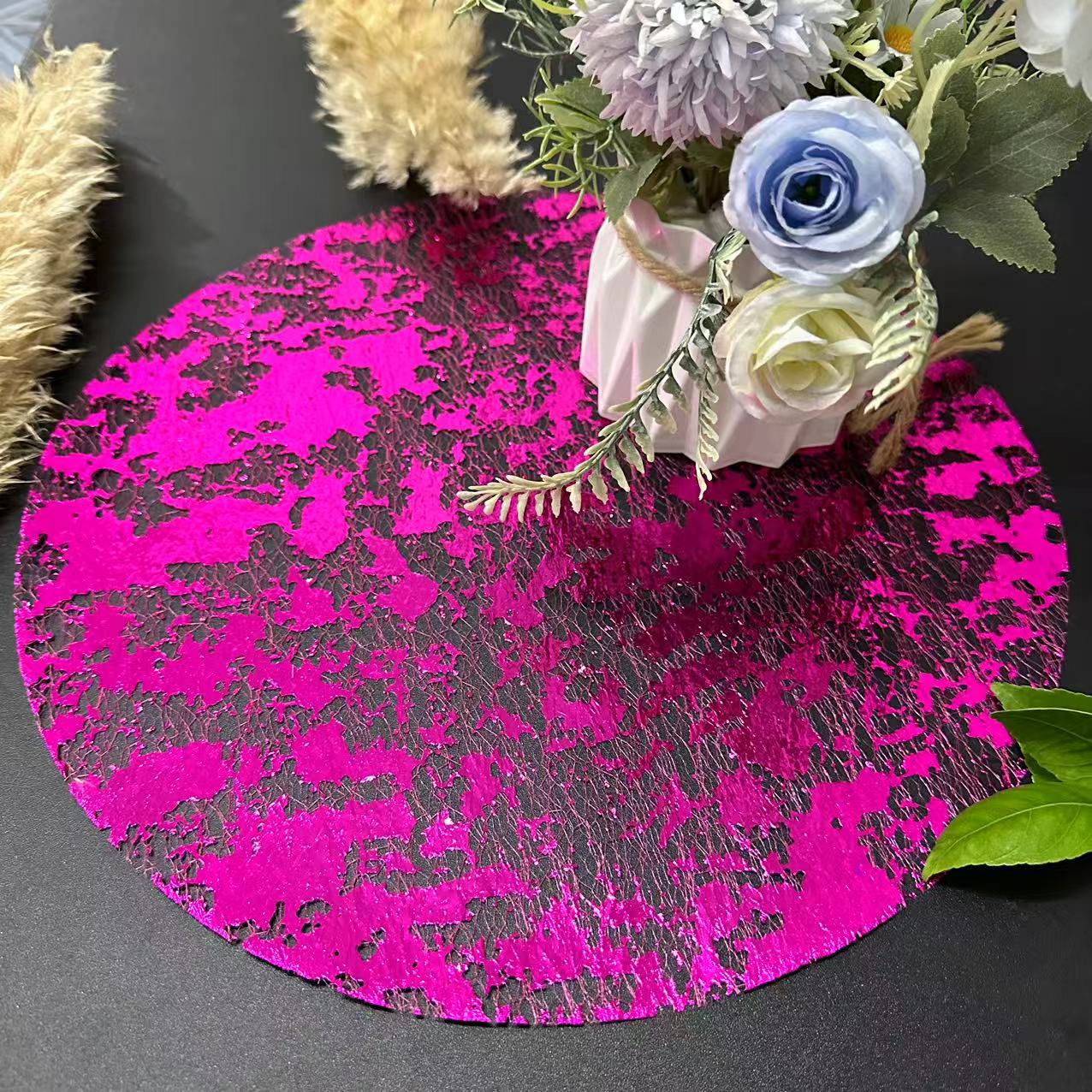 Amazon Cross-Border Disposable Gold Placemat Metal Round Gold Foil Mesh Pressed Table Mat Placemat Factory Wholesale