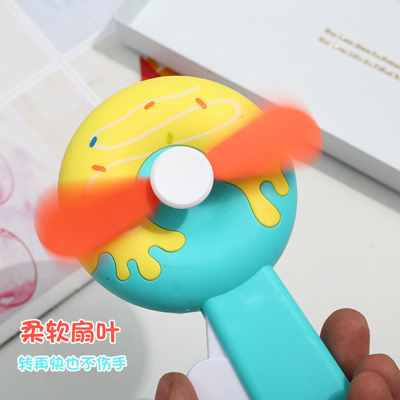 Donut Hand Pressure Fan Cute Hand-held Fan Mini Portable Fan Manual Shake Small Fan Gift Toy
