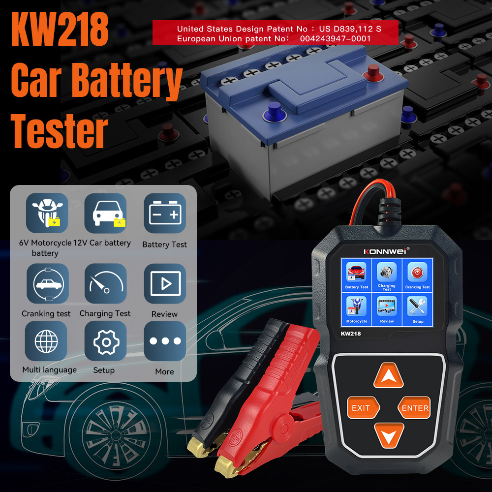 KW218 new 6V-12V car and motorcycle battery detector battery detector start battery detector