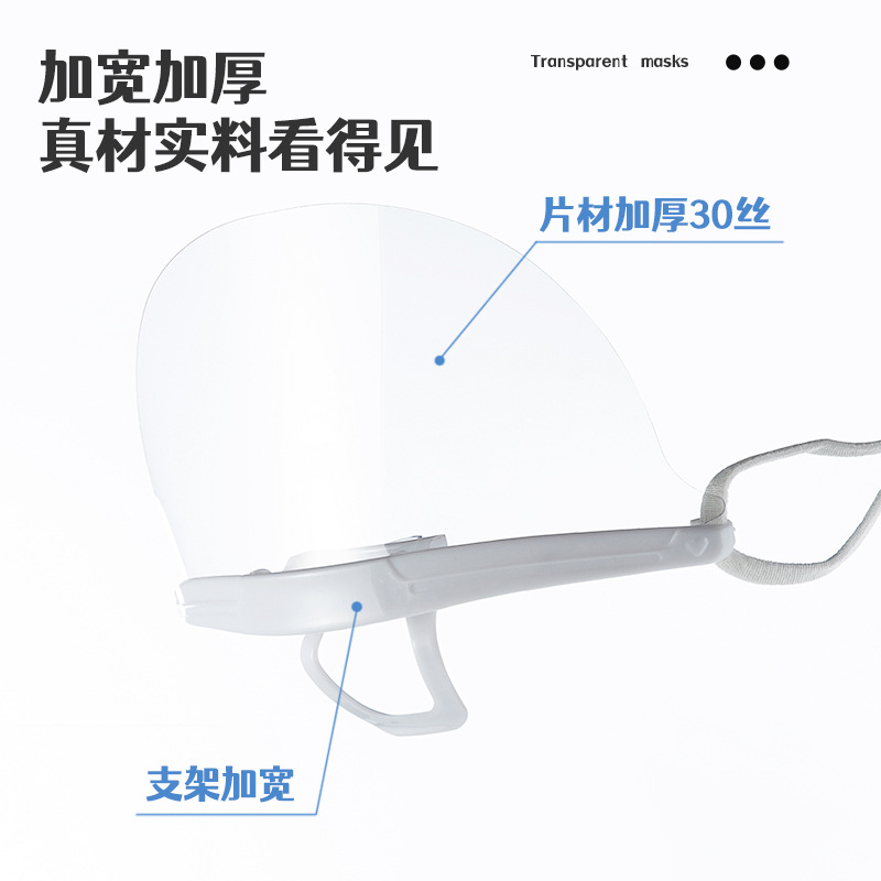 Upgraded Thick Chef Mask Men's and Women's Food and Beverage Mask Anti-fog Anti-saliva White Transparent Mouth in stock