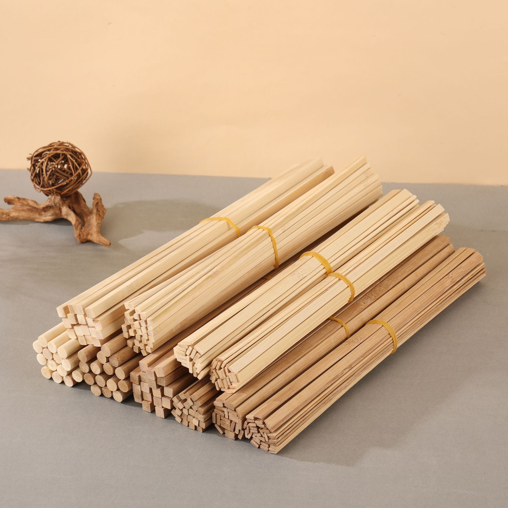 DIY Primary Color Bamboo Pieces/Primary Color Bamboo Pieces Handmade Architectural Model Stereo Composition Material Small Bamboo Round Rods Bamboo Sticks