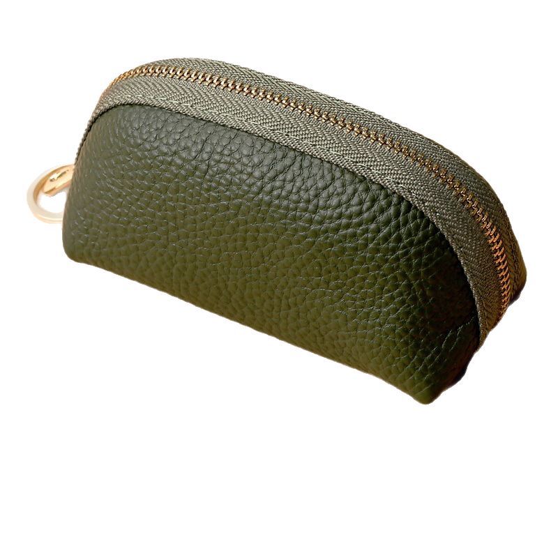 Pu Leather Simple Large-Capacity Universal Car Key Bag Cowhide Women's Compact Storage Mini Key Bag Cover Home Cute
