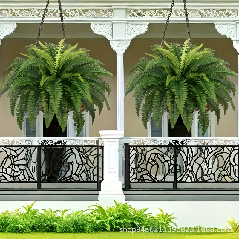 In-Stock Cross-Border Amazon Bestseller 18-Leaf Artificial Green Plant Decorative Fern Boston Fern Persian Grass