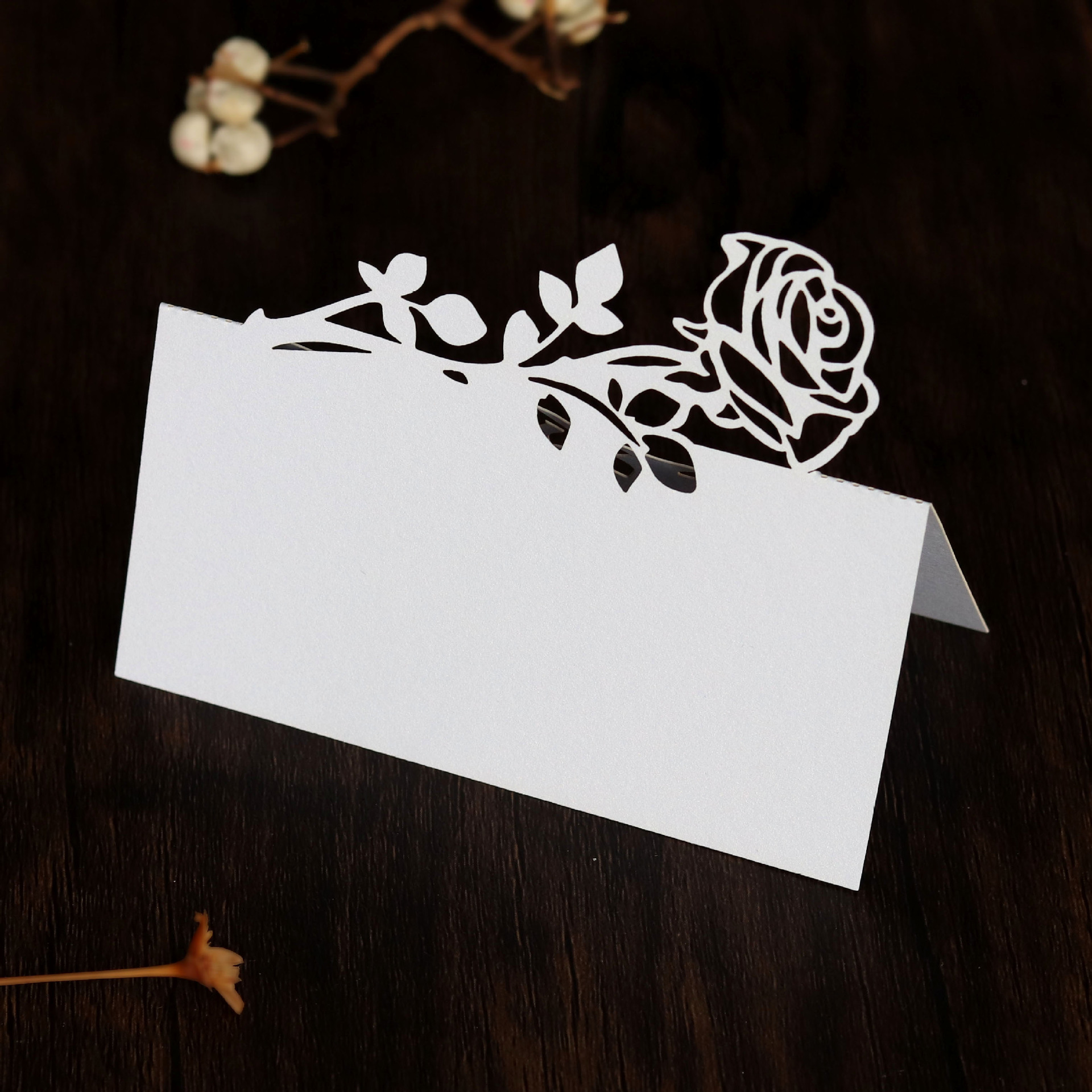 Foreign Trade Wedding Rose Three-Dimensional Seat Card Valentine's Day Wedding Table Card Holiday Handwritten Name Card Spot Direct Sale