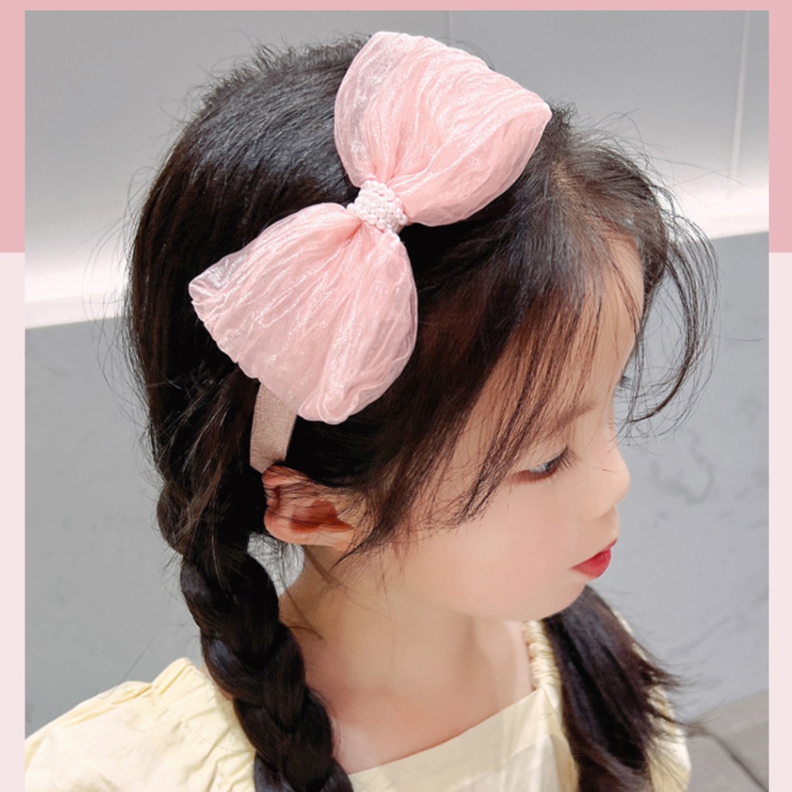 2021 Children's Hairband Girls Cute Baby Baby Little Girl Anti-Slip Toothed Butterfly Pearl Headband