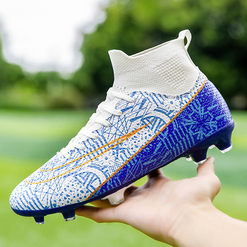 Футбольные ботинки мужские осенние высокие длинные сломанные шипы студенты дети мальчики профессиональные тренировочные кроссовки кросс-бодер Amazon
