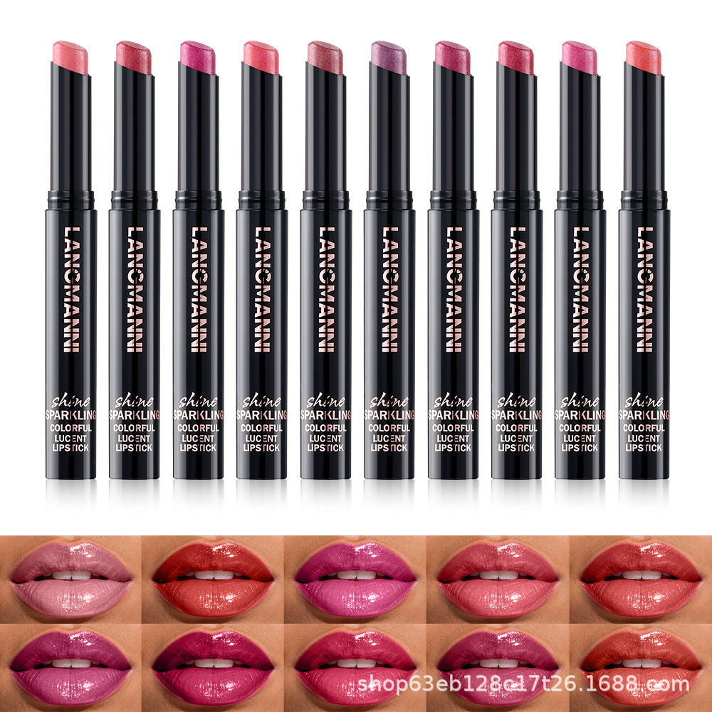 Новая помада Langmanni с десятью цветами, перламутровый вращающийся дизайн, одиночная упаковка, стойкая, эксклюзив для кросс-бордерной торговли