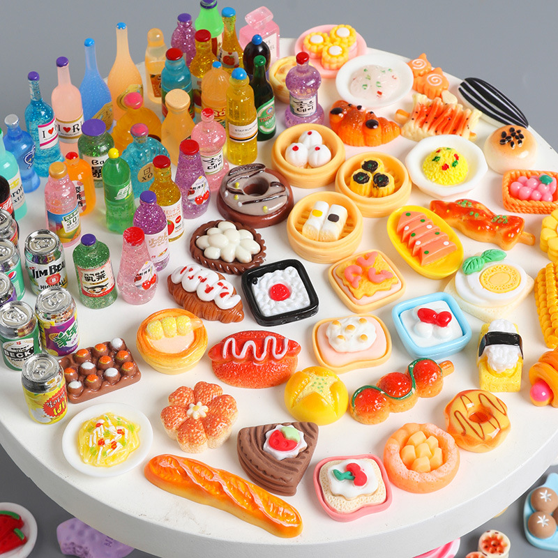 Simulation miniature beverage wine bottle food play blind bag blind box children's small gift toy resin luminous small ornaments