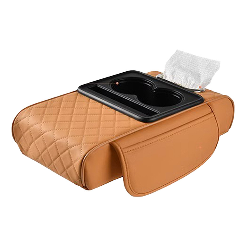 Car Tissue Box Armrest Box Booster Pad Car Central Advanced Storage Bag Water Cup Holder Four-In-One Multi-Function
