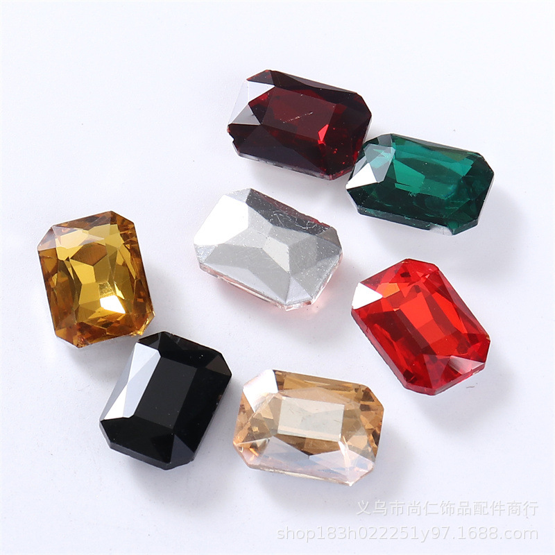 Rectangular Crystal Glass Diamond Claw Diamond DIY Hairpin Hair Hoop Jewelry Accessories Hole Shoe Headscarf Hat Accessories Glass