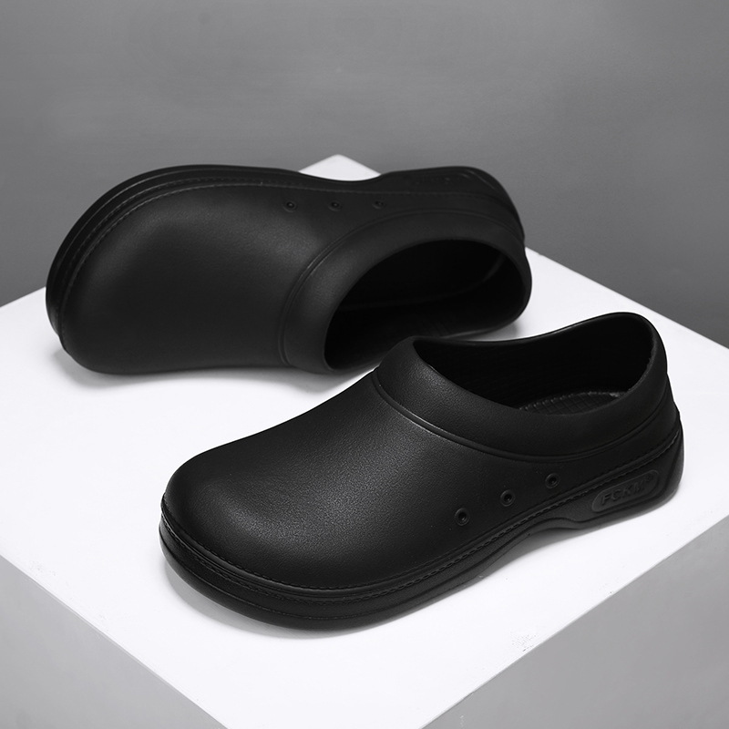 Chef's Shoes, Men's and Women's Shoes, Toe-Toe Shoes, Low-Top Casual Shoes, Waterproof and Oil-Proof Sports Rehabilitation Shoes, Black Soft-Soled Work Shoes