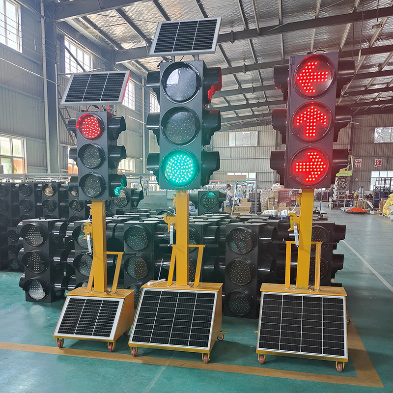 Solar Traffic Signal Light Hand Push Four-Sided Lift Sidewalk Temporary Signal Light Controller Mobile Traffic Light