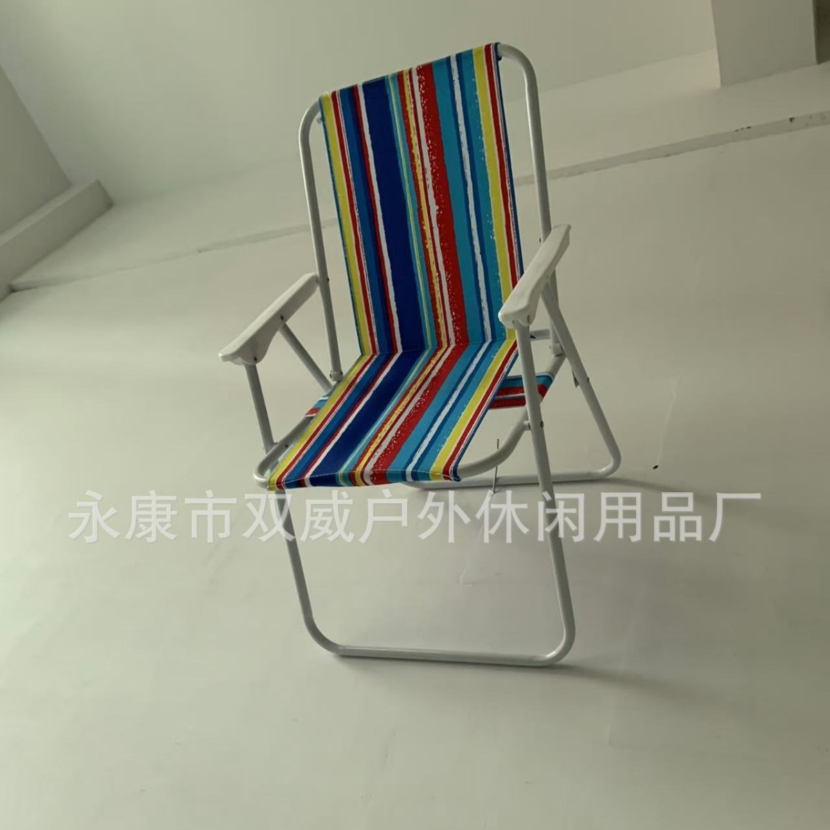 Portable Outdoor Foldableing Beach Chair Leisure Fishing Chair Iron Pipe Oxford Cloth with Armrest Backrest Recliner Spring Chair