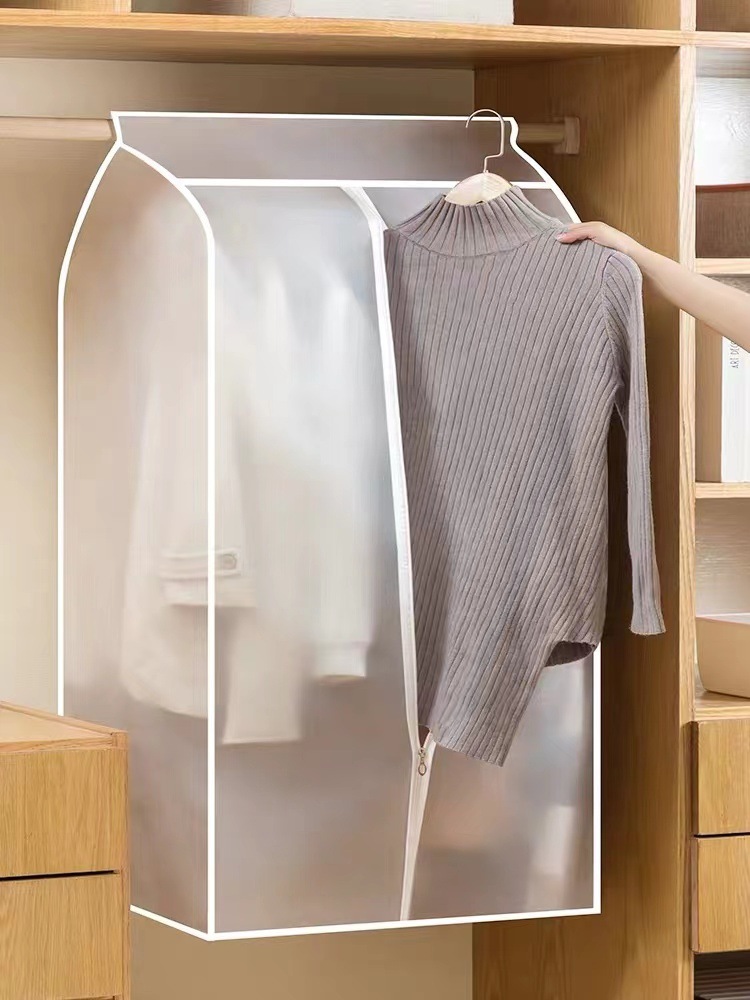 Wholesale Dust Bag Clothes Dust Cover Hanging Household Clothes Transparent Cover for Clothes Dress Set Wardrobe Hanging Pocket
