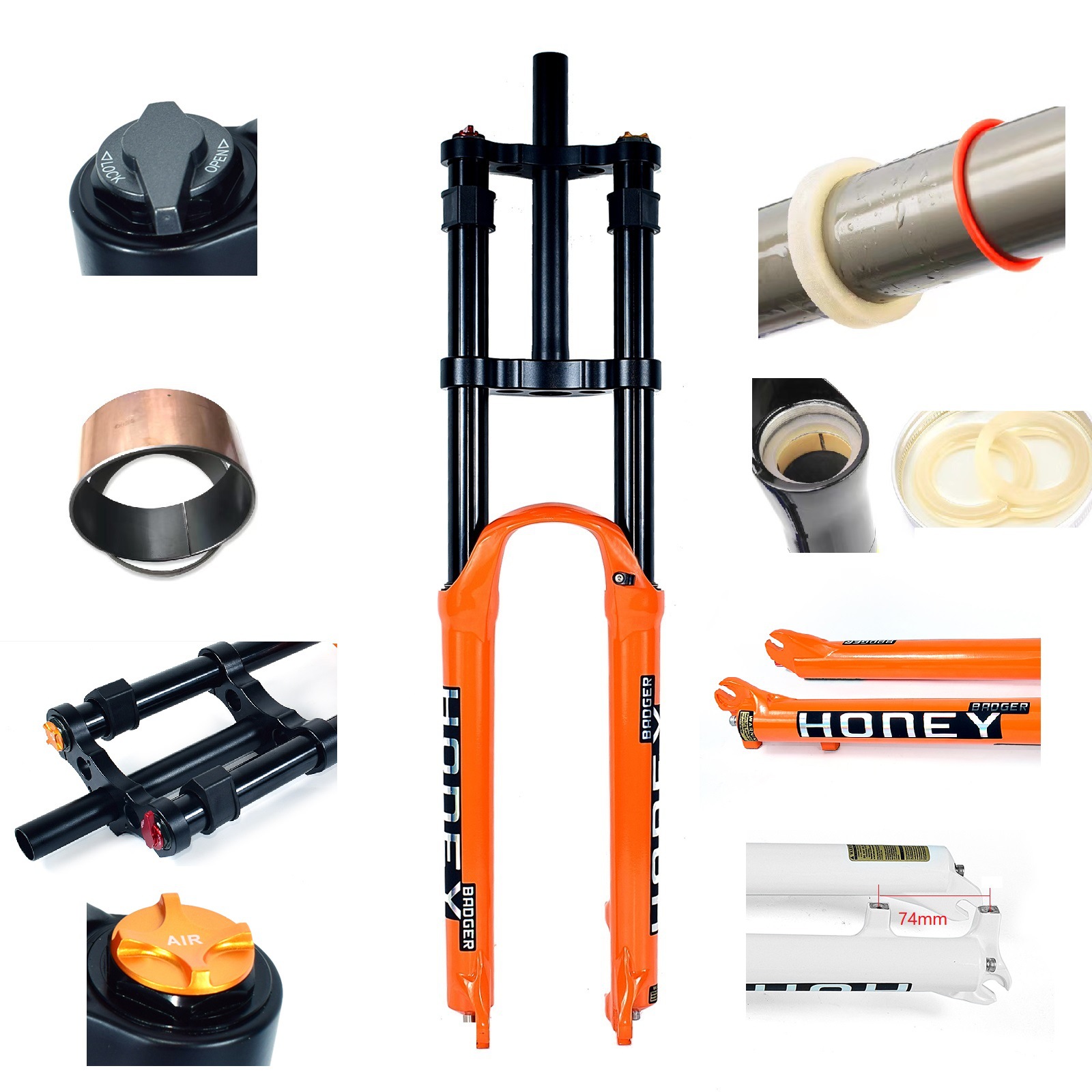 32-Tube Mountain Bike Air Fork Front Fork Dh Double Shoulder Fork 26 27.5 29inch 9X100Mm Quick Release Sensitive