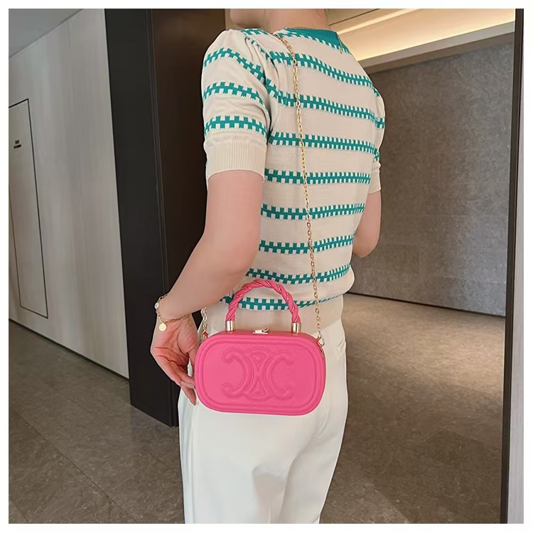 2025 New Trendy Fashion Summer Bag Women's Simple Handbag Single Shoulder Crossbody Texture Box Popular Chain Bag