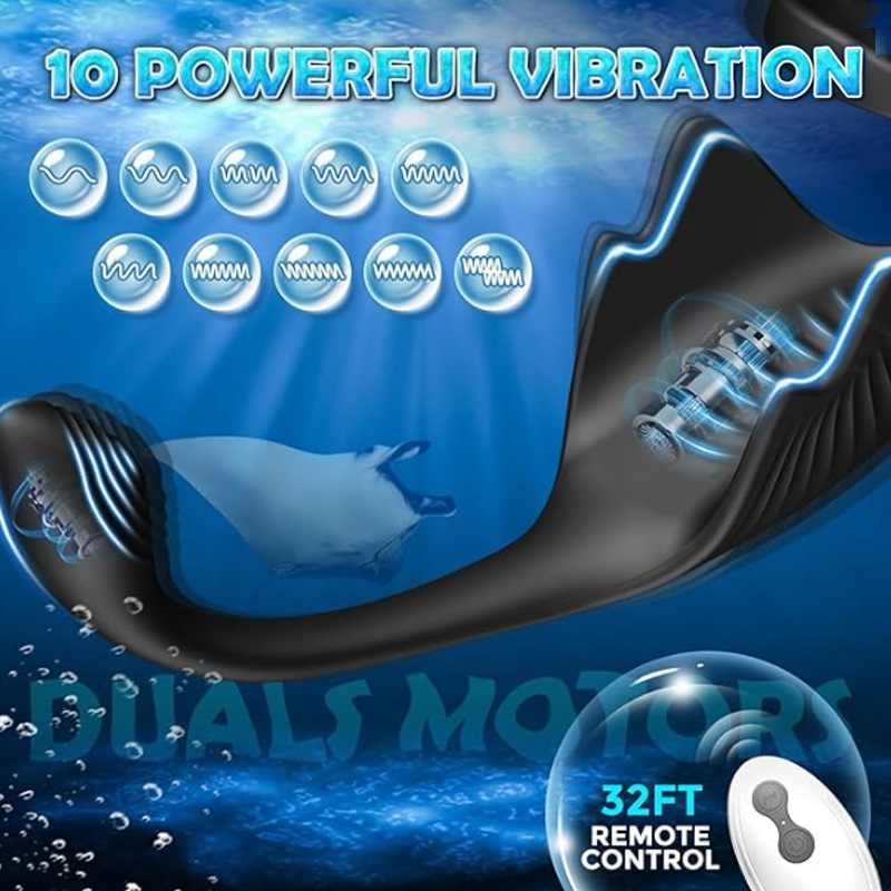Devil Fish Sperm Ring Prostate Massager Dual-motor Strong Shock Male Masturbator Silent Waterproof Adult Supplies
