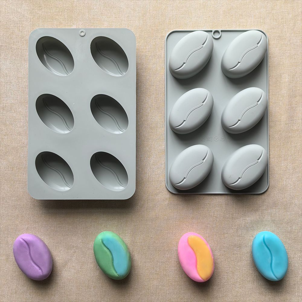 6 Consecutive Coffee Beans 855 Chocolate Silicone Mold DIY Candy Pudding Cake Baking Mold