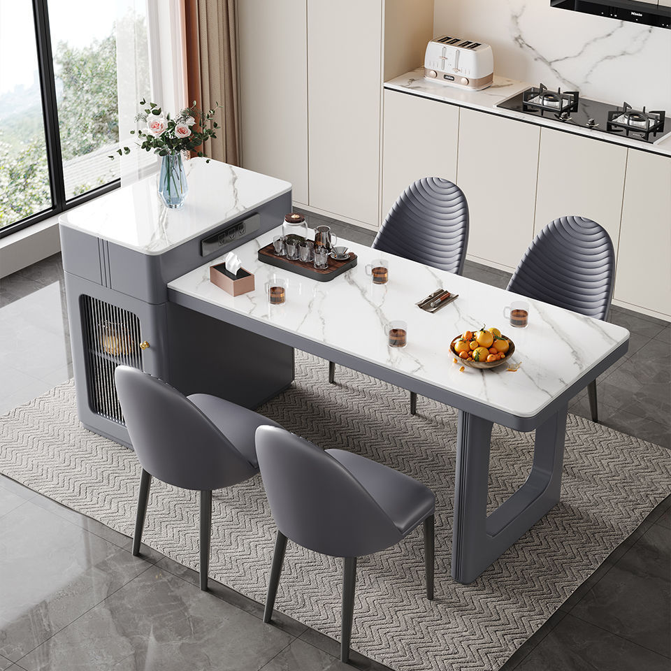 Island Table Dining Table Integrated Cream Style Retractable Multi-Functional Home Modern Simple Small Apartment Slate Dining Table Combination