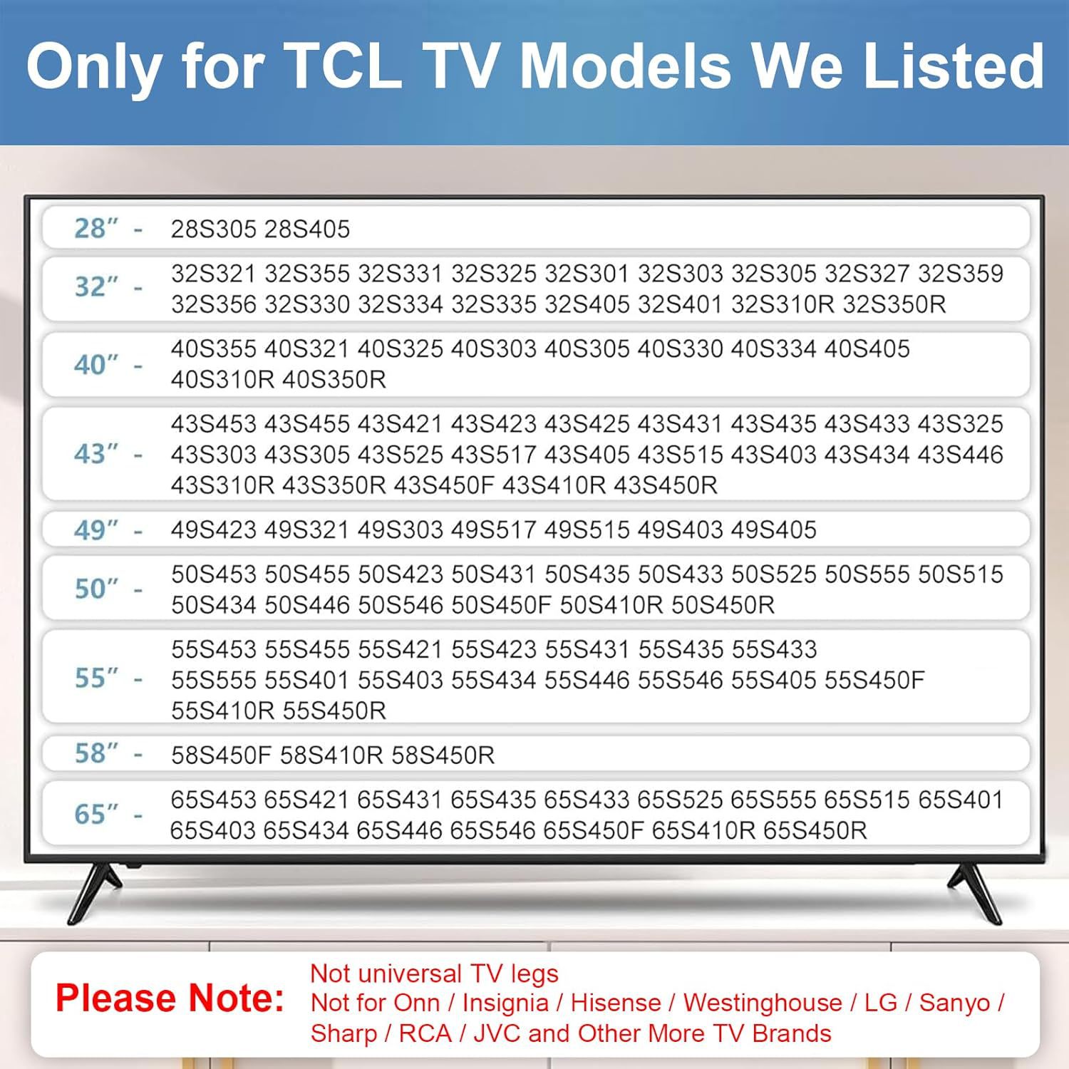 Suitable for T*L Smart Tv-- Legs for Roku Tv Stand, Universal Tv Stand Upgrade
