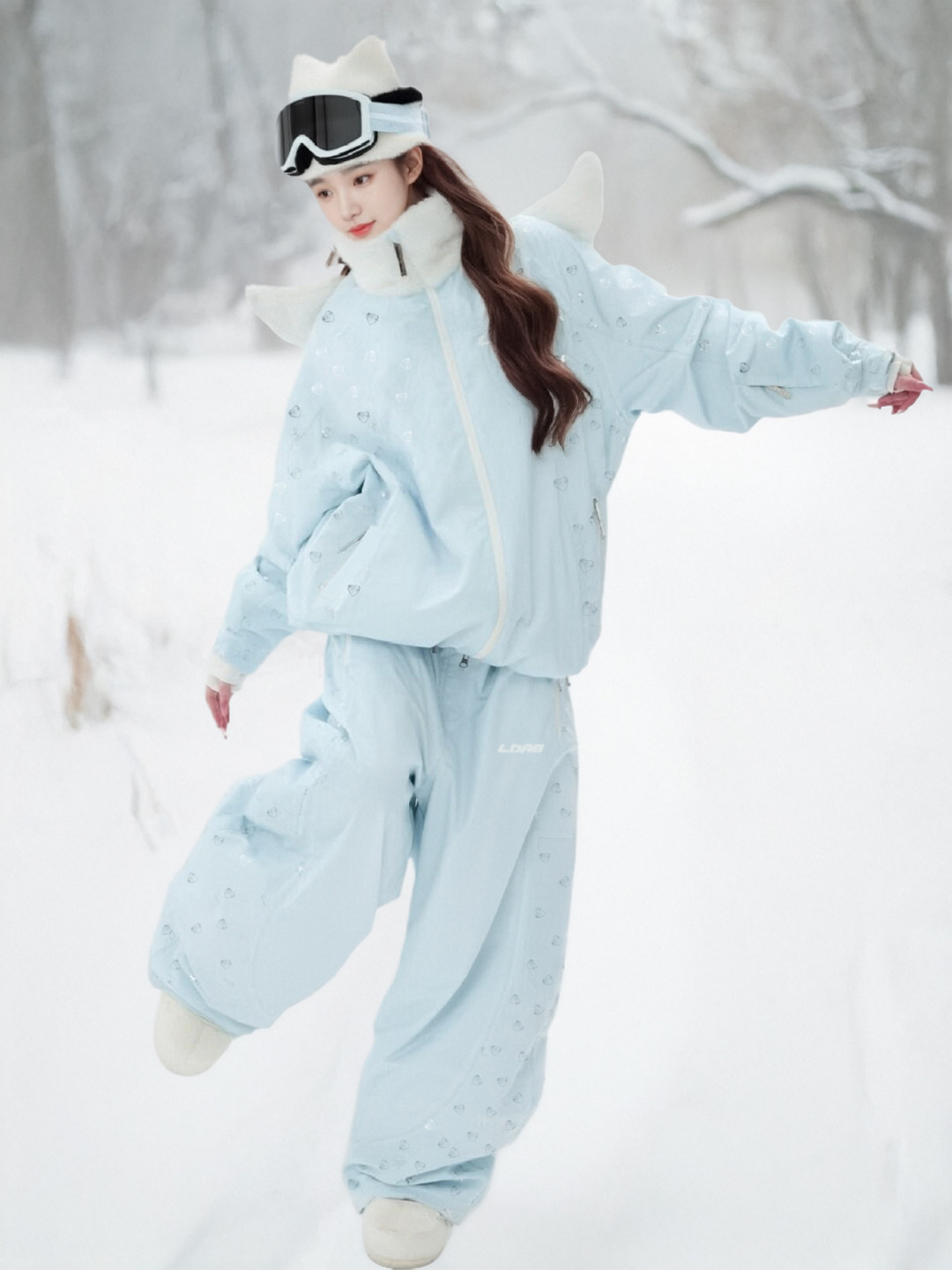 Fuyan Blue Ski Suit Women's 2025 Winter New Windproof, Cold-Proof and Wear-Resistant Professional Snowboard Snow Suit Equipment