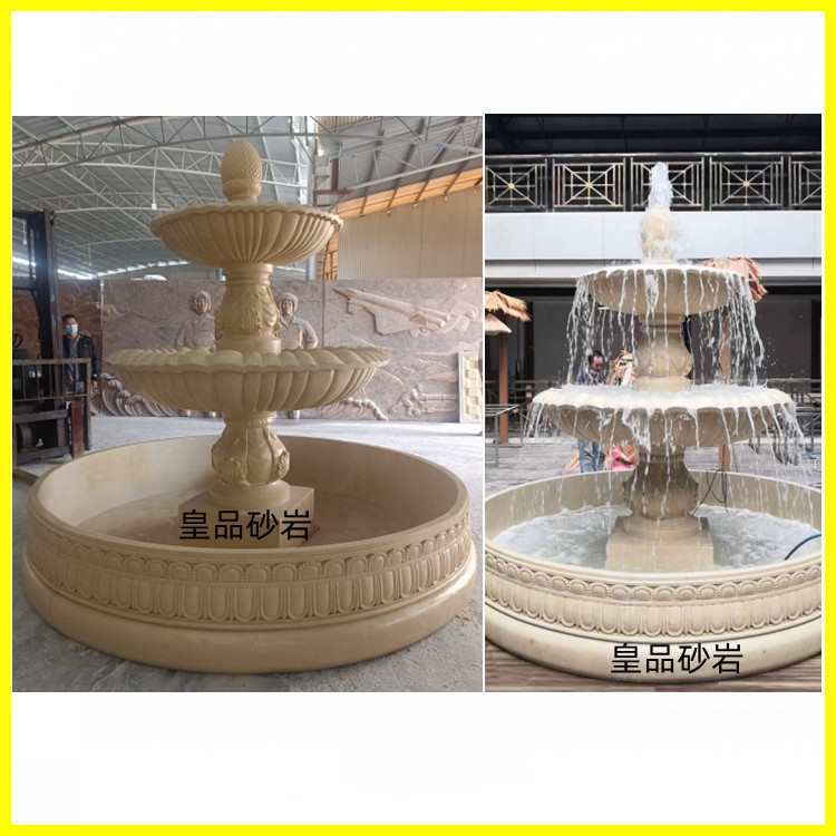 Sandstone Fiberglass Water Spray Splicing Fountain European Style Fountain Outdoor Water Feature Sculpture