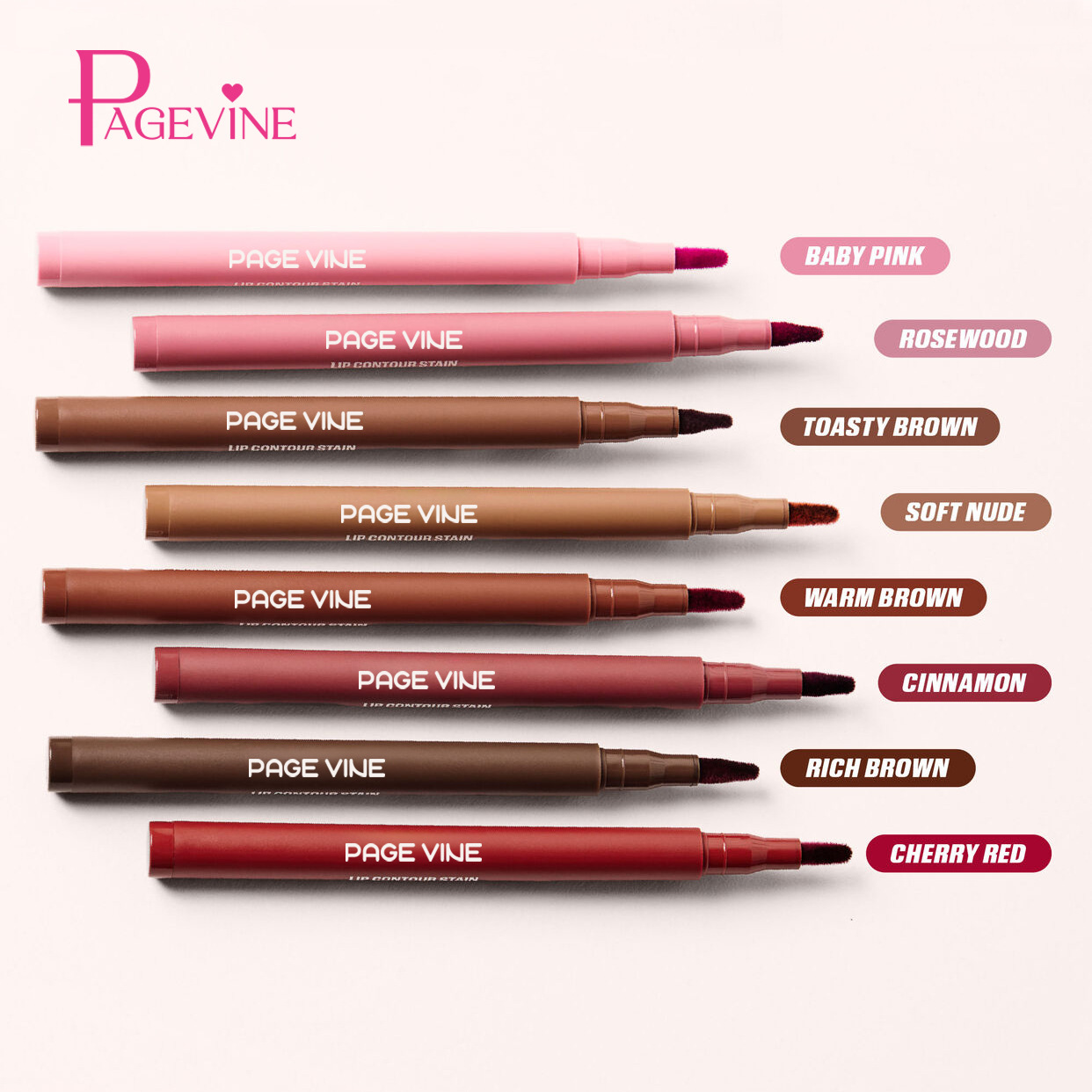 Cross-Border Popular Page Vine Velvet Lip Liner Tk Hot Selling Waterproof Non-Stick Cup Lip Liner Export Makeup