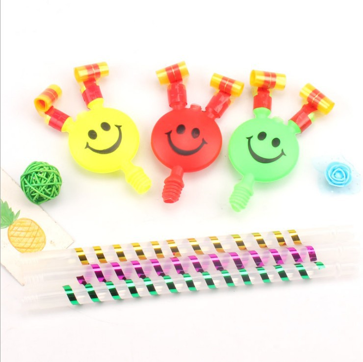Large smiley face blowing dragon whistle blowing roll children's toys smiley face blowing dragon clown blowing dragon stall toys wholesale
