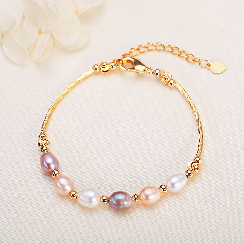 Pearl Wholesale Zhuji Freshwater Pearl Bracelet Women's Bracelet Cute Chanel Style Simple All-match Curved Pipe Bracelet Accessories