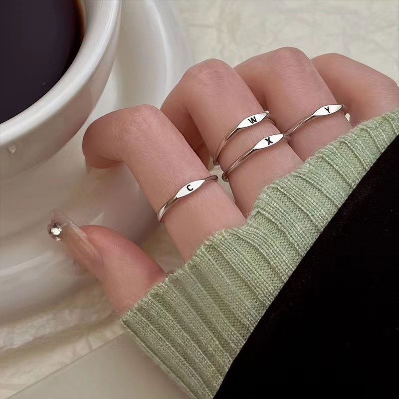26 Letter Rings for Women ins Niche Design Plain Ring Index Finger Ring 2022 New Fashion Stylish Ring