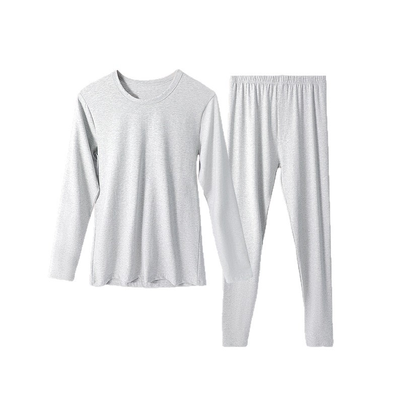 Class a Cotton Men's Autumn and Winter Pure Cotton Thermal Underwear Set with Round Neck 10A Breathable Antibacterial Plus Size Men's Thermal Underwear