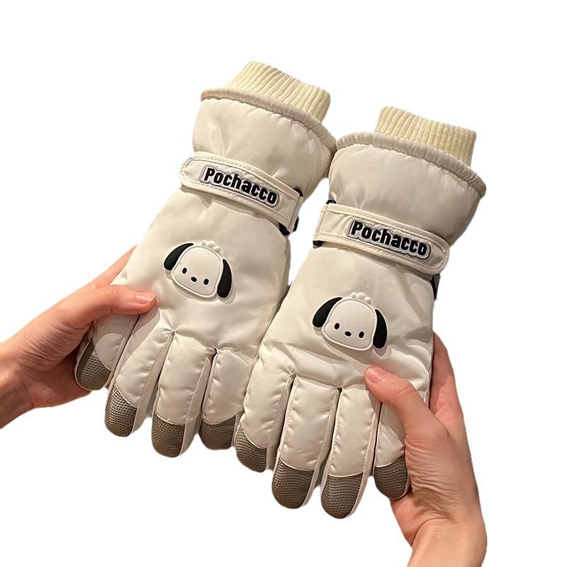 Women's Winter Ski Gloves with Touch Screen, Velvet, Thickeneding, Warmth, Cold Protection, Windproof and Water Repellent Motorcycle Cycling Gloves