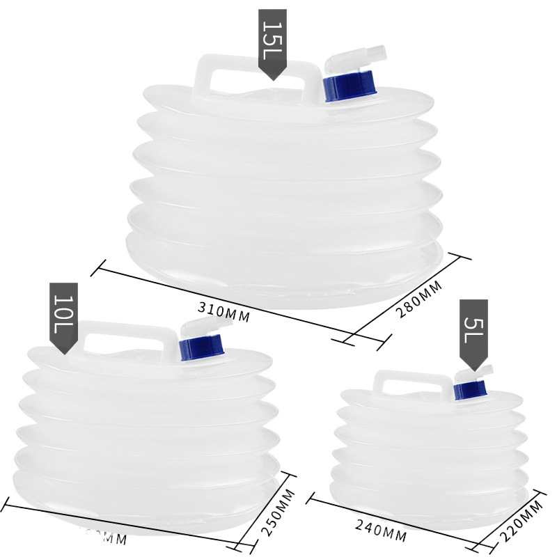 Outdoor Folding Bucket Car Kettle Car Shrinkable Portable Water Storage Tank Water Bag with Tap Household Water Storage Bucket