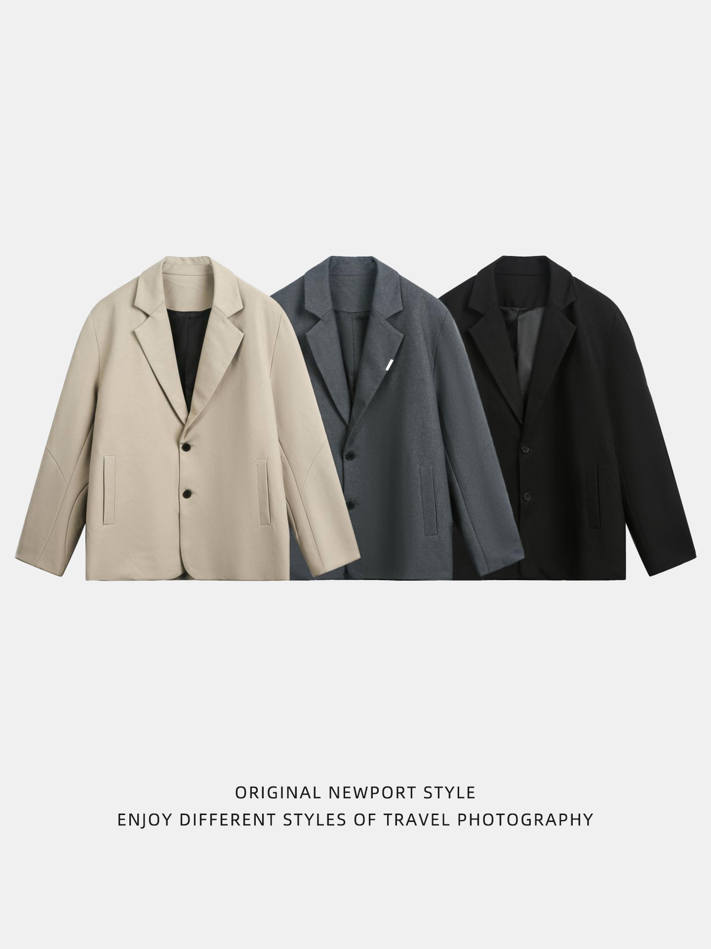 Split and Spliced Design Casual Suit, New Autumn Trendy Brand, Loose Fit, High-End American Retro Blazer Q