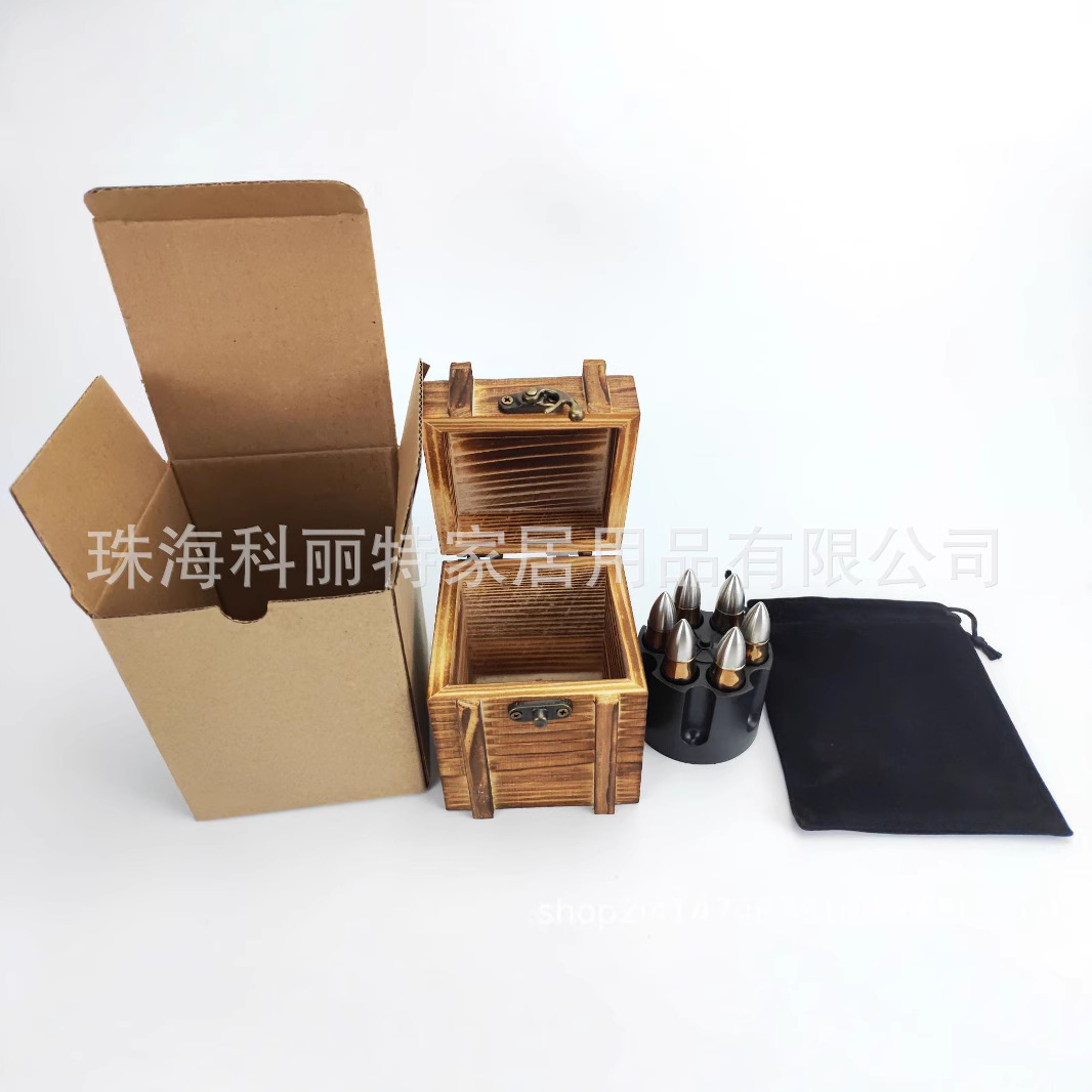 Factory Direct Sales Bullet-Shaped Ice Cubes Gold and Silver Two-Color Stainless Steel Red Wine Whiskey Cooling Ice Cubes