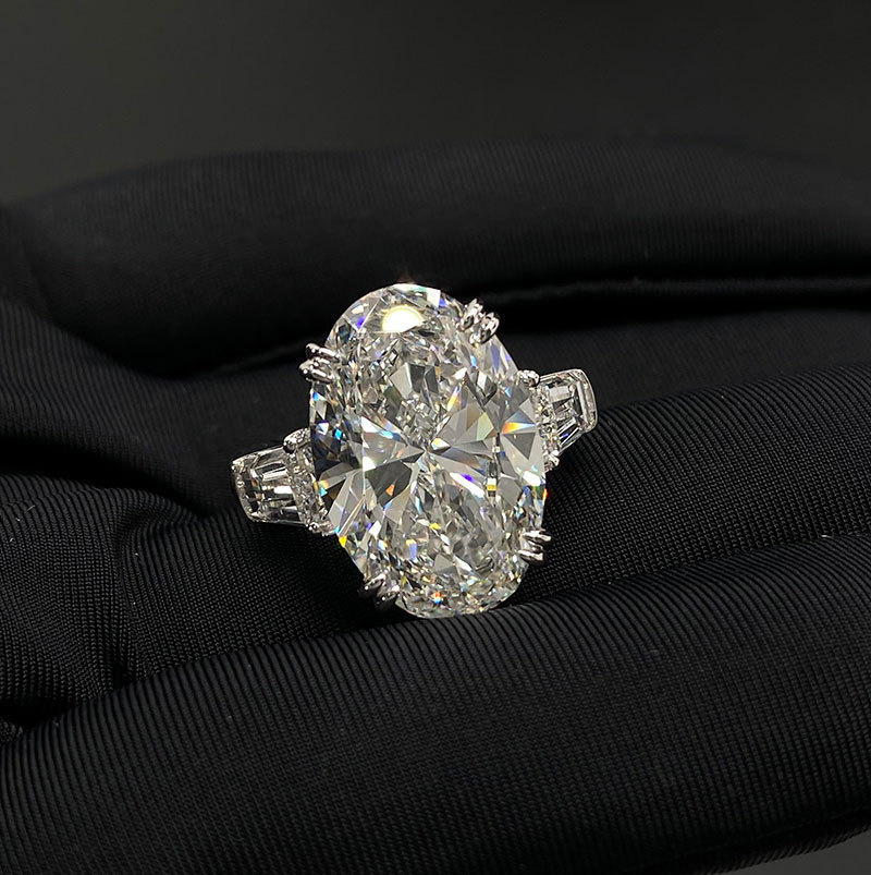 Pt950 Platinum Diamond Ring D Color Vs Cultivated Diamond Ring 3 Carat Oval Diamond Ring for Women European and American Fashion