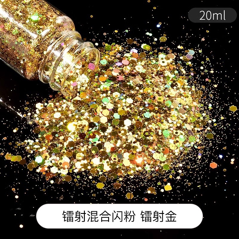 Handmade DIY Dripping Glue Hemp Material Flash Laser Mixed Sequin Nail Art Decoration Accessories 20 Color Complete Set