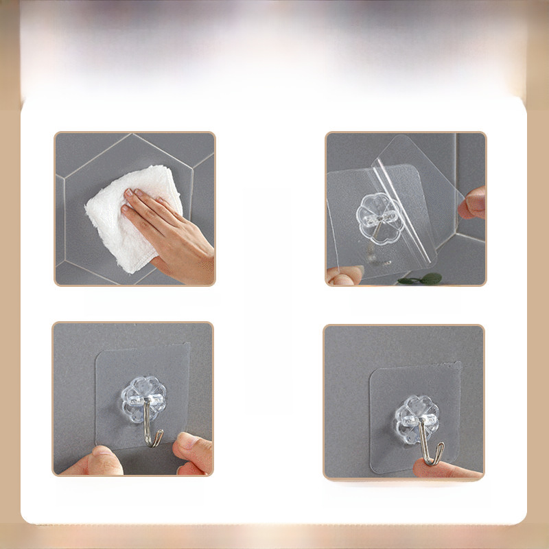 Hook toilet non-perforated transparent hook seamless transparent hook thickened clothes hook strong hook wholesale