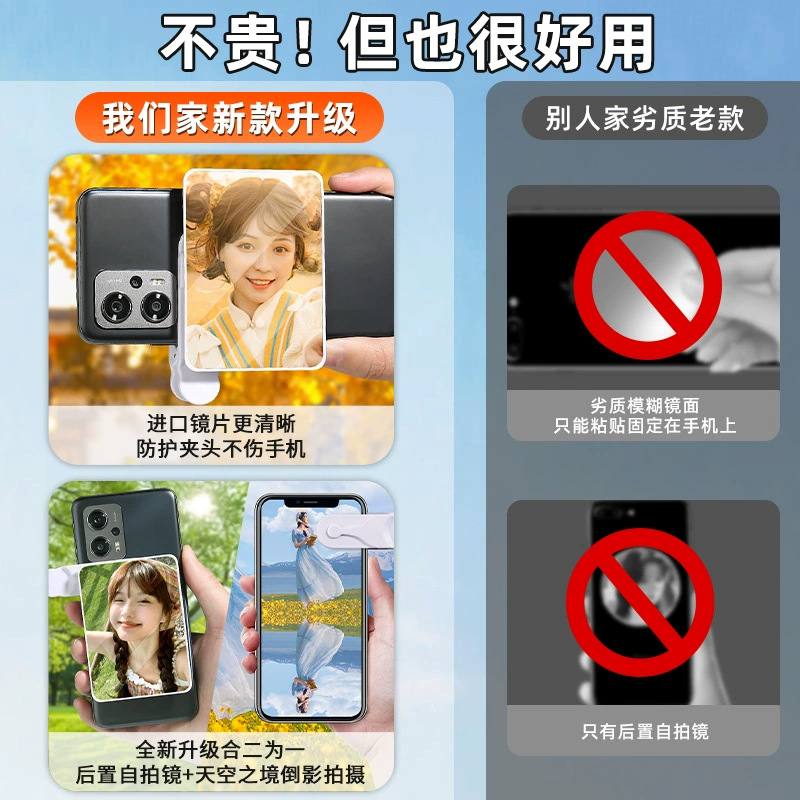 Rear Mirror Sky Realm Reflection Camera Travel Outdoor Mobile Phone Clip Selfie Lens Universal Student