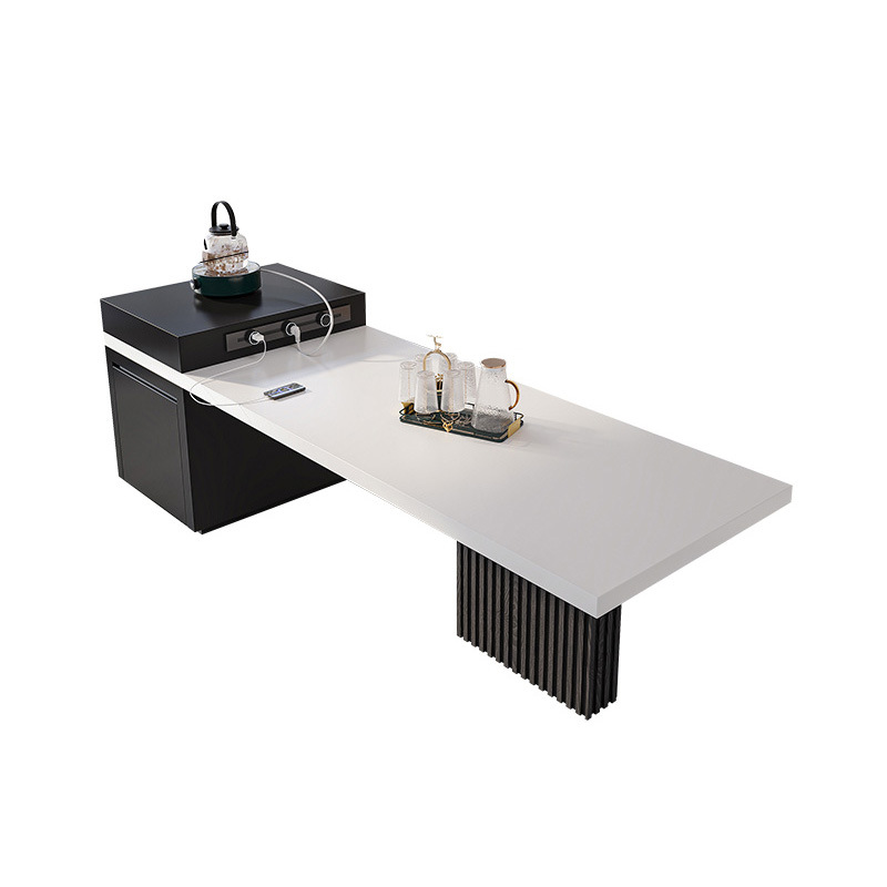 Modern minimalist rock board island table table integrated retractable basin multi-functional bar table induction cooker sink