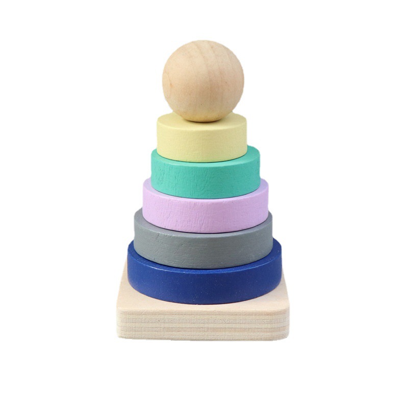 Wooden Mini Hanottamons Children's Small Five-layer Set Column Boys and Girls Baby Early Education Toys