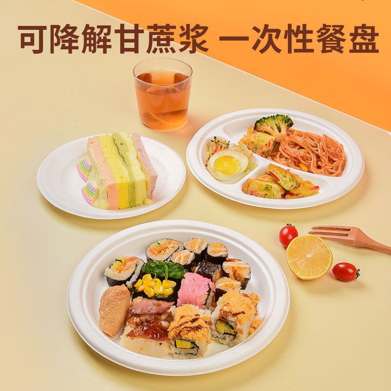 Disposable Paper Plate, Paper Bowl, Sugarcane Pulp, Biodegradable Barbecue Birthday Cake Plate, Bone Butterfly Meal Bowl, Round Plate, Painting Plate