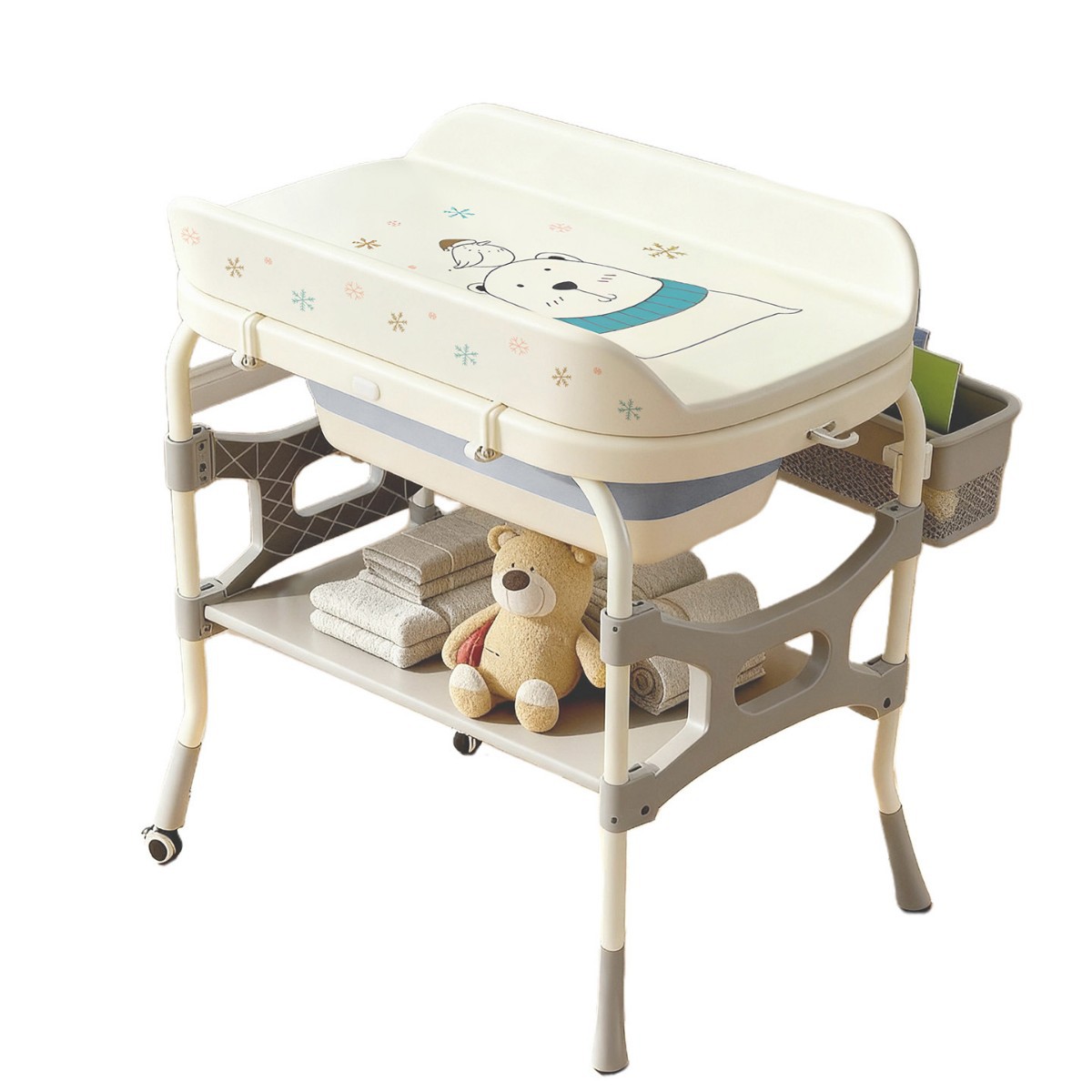 Three-In-One Diaper Table, Baby Care Table, Newborn Diaper Changing Table, Massage and Touch Baby, Multi-Functional Foldable
