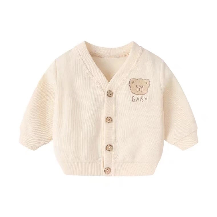 New Spring and Autumn Baby Cardigan Men's and Women's Baby Coat Bear Cardigan Candy Color Long Sleeve Western Style Coat