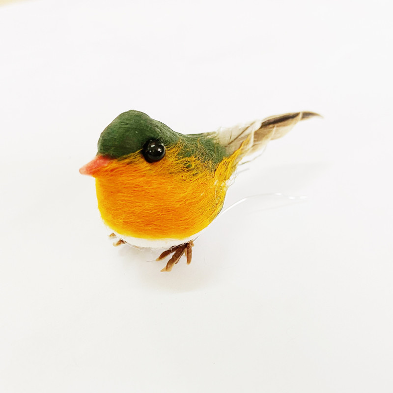 Mini Simulated Feather Flower Bird Robin Bird Gardening Decoration Bird Foot Standing Model Amazon Hot Sale