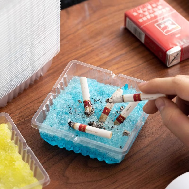 Vip Customized Internet Cafe Disposable Water-Soluble Film Smoke Extinguishing Sand Ashtray Water-Free Anti-Fly Ash Smoke Extinguishing Air Cleaning