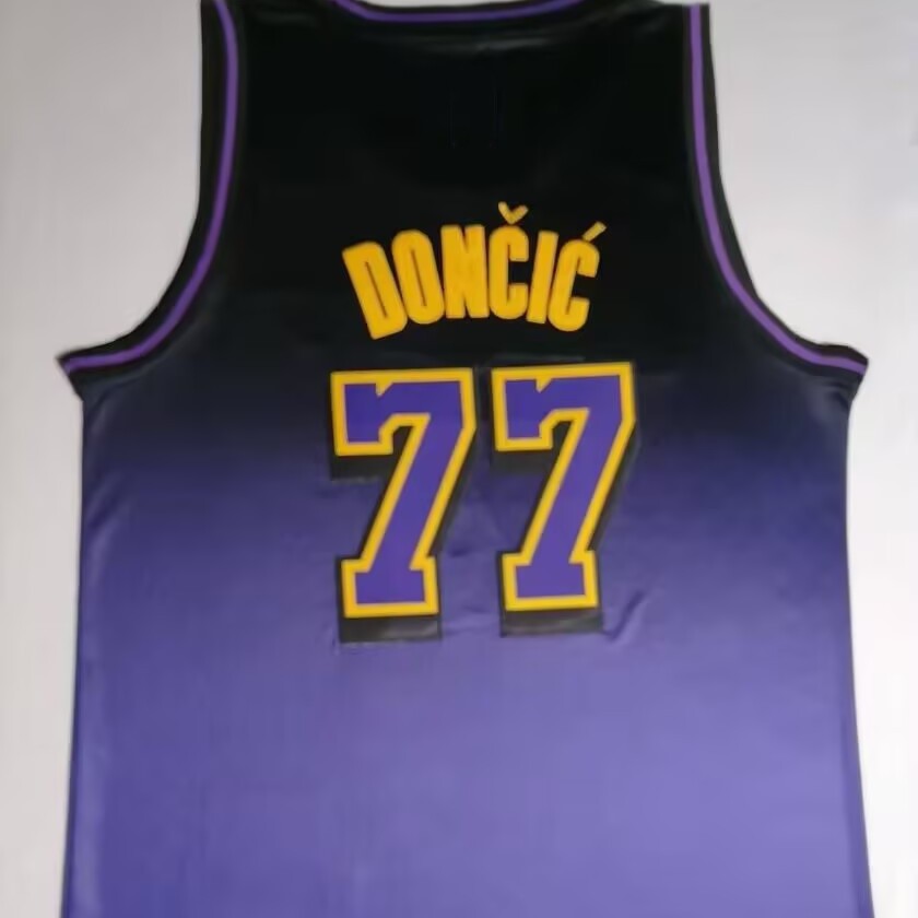 23 New Season Basketball Jersey Lakers No. 77 Doncic Embroidered Edition Basketball Uniform Training Basketball Uniform