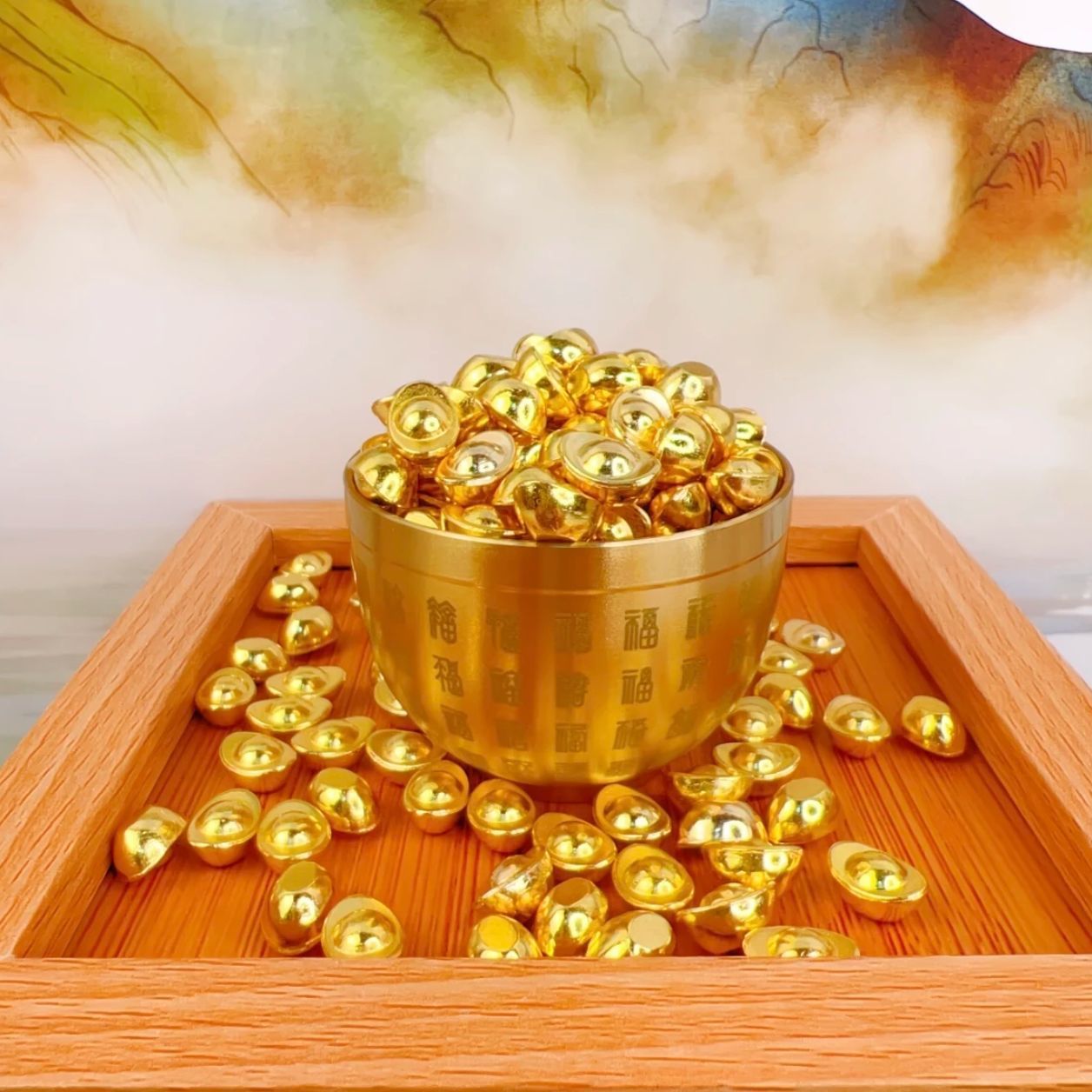 Украшения из золотых слитков для привлечения богатства, чаша для сокровищ из золотых слитков, мешок для денег в виде золотого слитка, привлечение богатства, ведро золота, оптовая продажа для домашнего декора