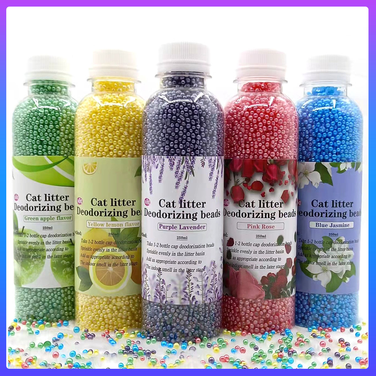 Производитель оптовая продажа дезодорирующих гранул для кошачьего наполнителя принадлежности для кошек компаньон ароматные гранулы бутылочные активированные угольные дезодорирующие гранулы